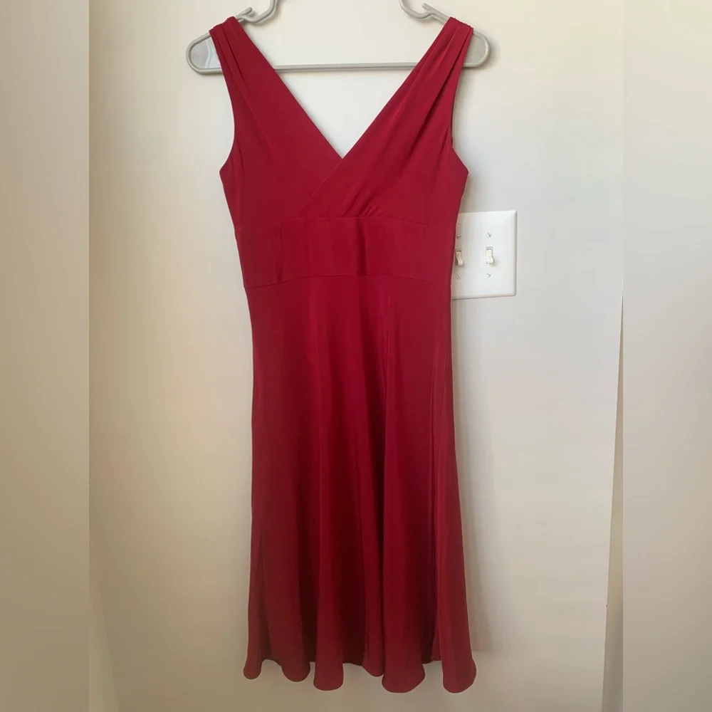 J CREW Women’s Burgundy Wrap Front Side Zipped Lined Sleeveless Tank Silk Dress
